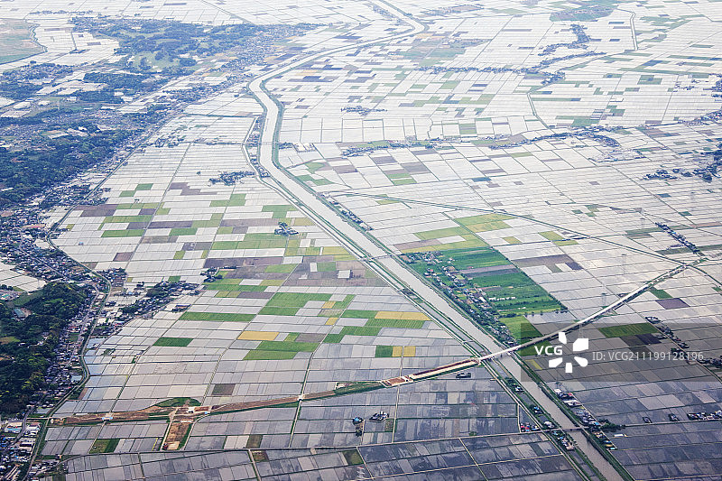 被洪水淹没的农田航拍景观图片素材