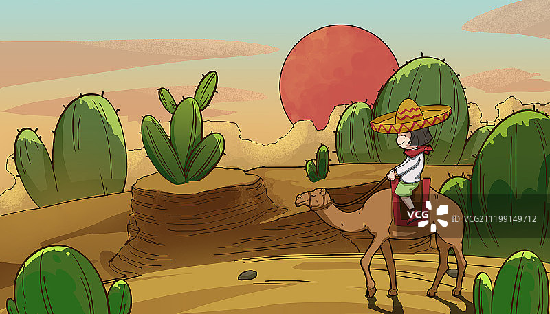 沙漠旅行插画图片素材