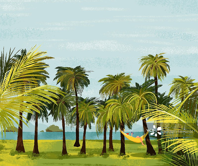 海滩椰林树图片素材