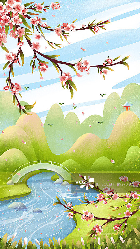 春天户外桃花开图片素材