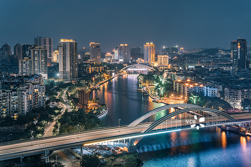 中山市岐江两岸夜景图片素材