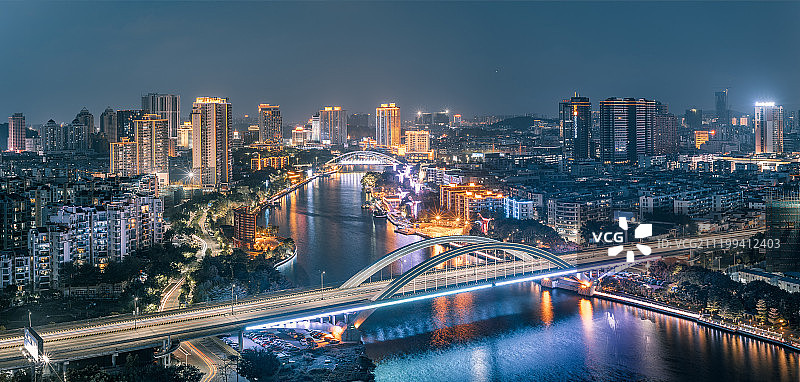中山市岐江两岸夜景图片素材