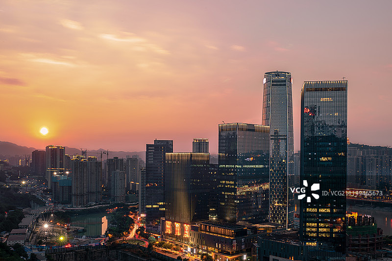 重庆企业天地，重庆天地，傍晚日落图片素材