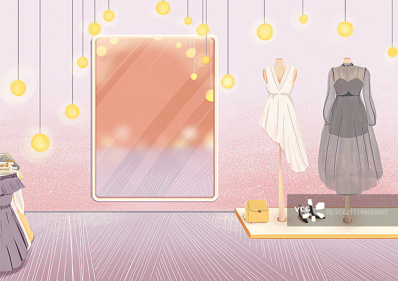 时尚插画高级时装店图片素材