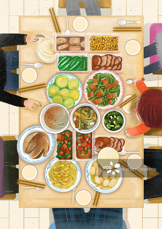 家庭聚餐图图片素材