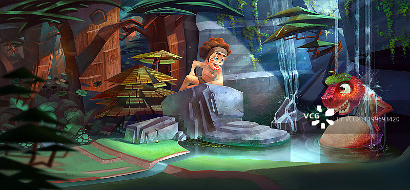 原始人与恐龙图片素材