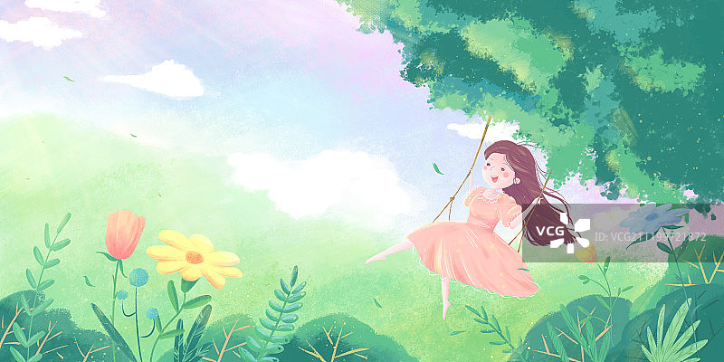 约会春天横版海报图片素材