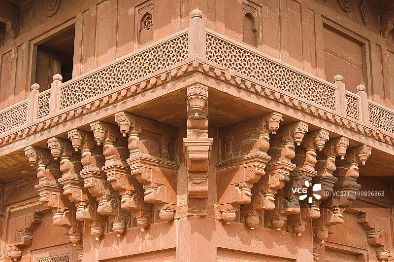 迪万-伊-卡斯，私人谒见大厅，联合国教科文组织世界遗产，位于印度北方邦法泰赫布尔西格里，南亚图片素材