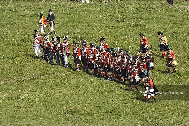 滑铁卢战役历史重现：拿破仑军队的营地图片素材