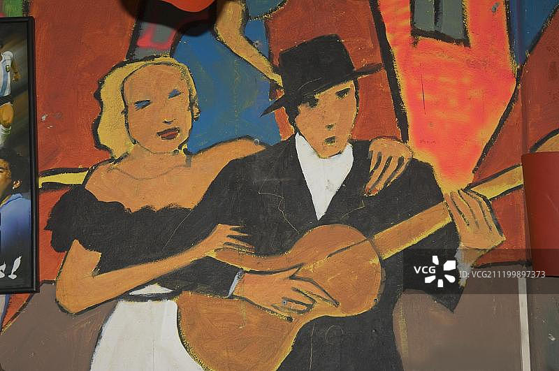 阿根廷布宜诺斯艾利斯博卡区彩色墙绘图片素材