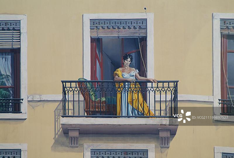 里昂壁画，里昂人，朱丽叶·雷卡米耶，里昂老城，法国图片素材