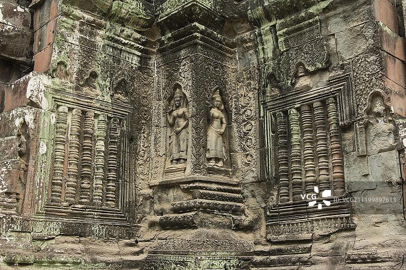 柬埔寨暹粒吴哥塔逊寺联合国教科文组织世界遗产的壁龛中的Devata图片素材
