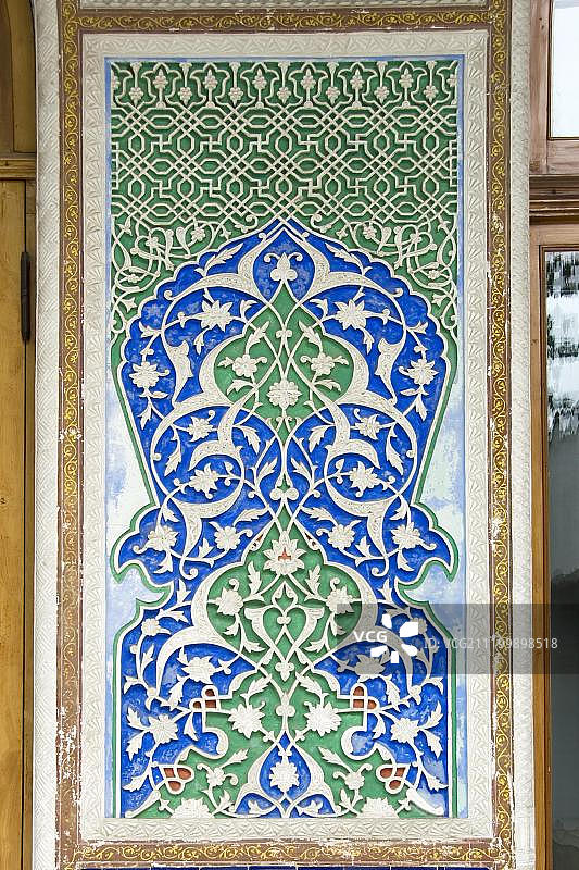 塔什干应用艺术博物馆的石膏雕刻装饰，乌兹别克斯坦图片素材