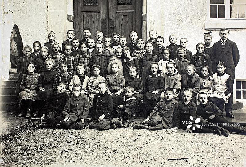 德国上巴伐利亚1902年小学班级历史照片图片素材