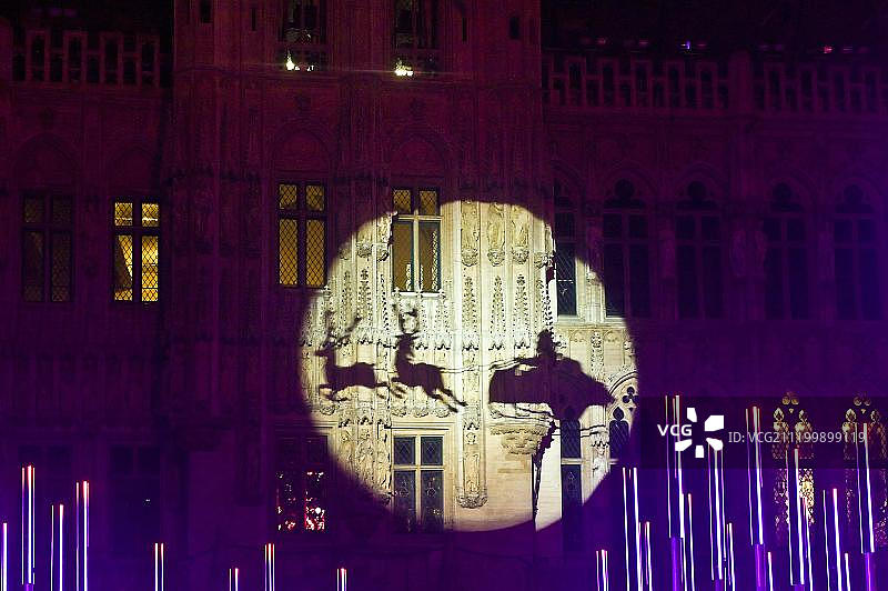 布鲁塞尔大广场圣诞灯光秀图片素材