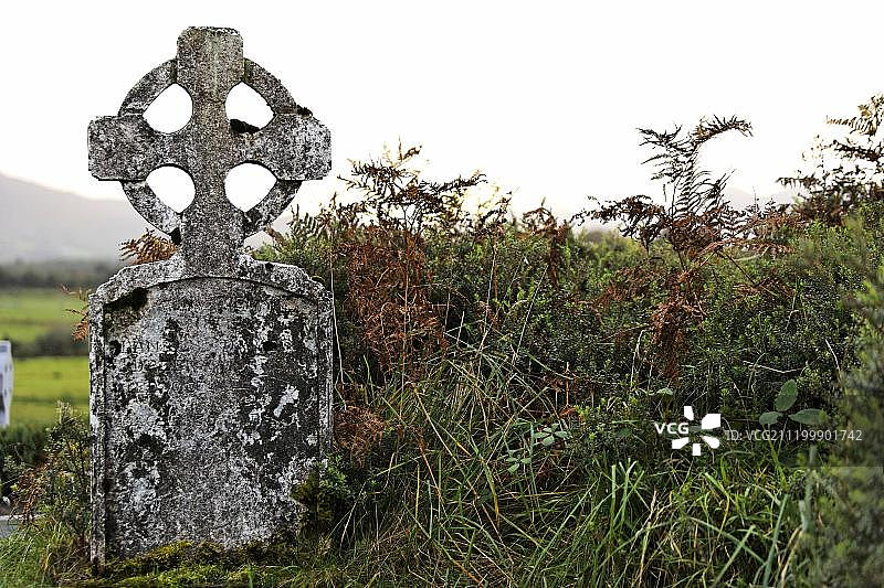 凯尔特十字墓碑，墓地，斯尼姆，凯里郡，爱尔兰，欧洲图片素材