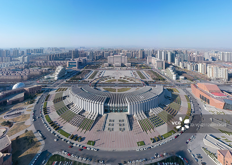 鸟瞰河南省新乡市中心图片素材