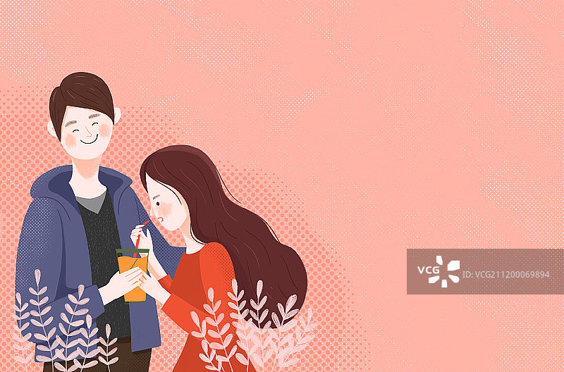 情侣喝饮料图片素材