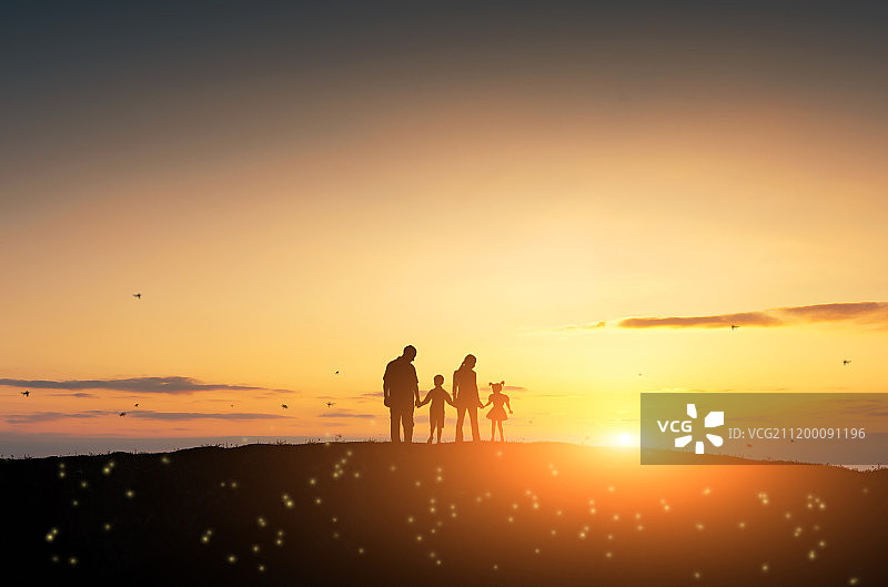 日落剪影家庭图片素材