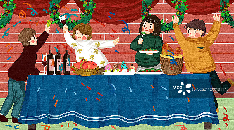 小清新可爱朋友们聚会图片素材