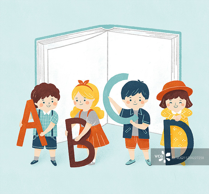 儿童英语教育插画图片素材