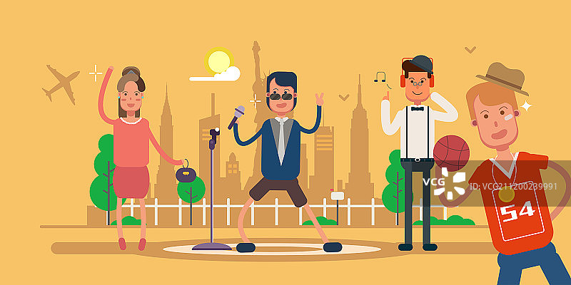 五四青年节矢量扁平插画海报展板设计图片素材