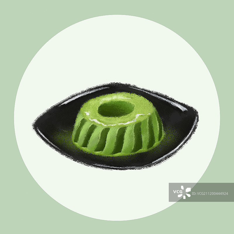 抹茶果冻布丁图片素材
