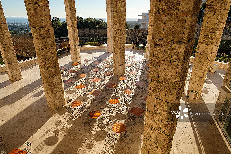 盖蒂中心休息区俯视图图片素材