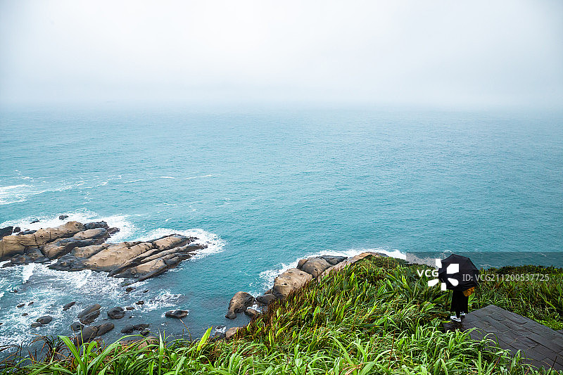 台湾雨天的野柳地质公园图片素材