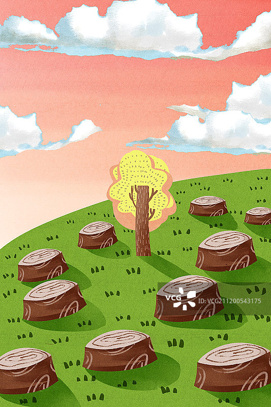 小清新风格植树节场景图片素材