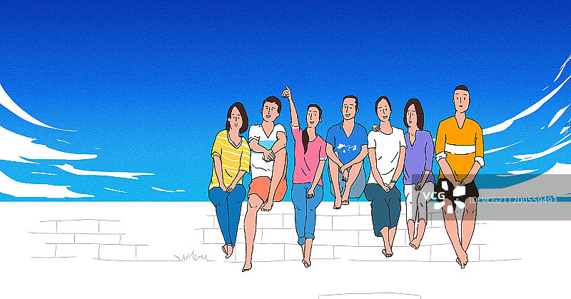 毕业季卡通多人插画图片素材