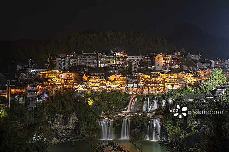 湖南芙蓉镇夜景图片素材