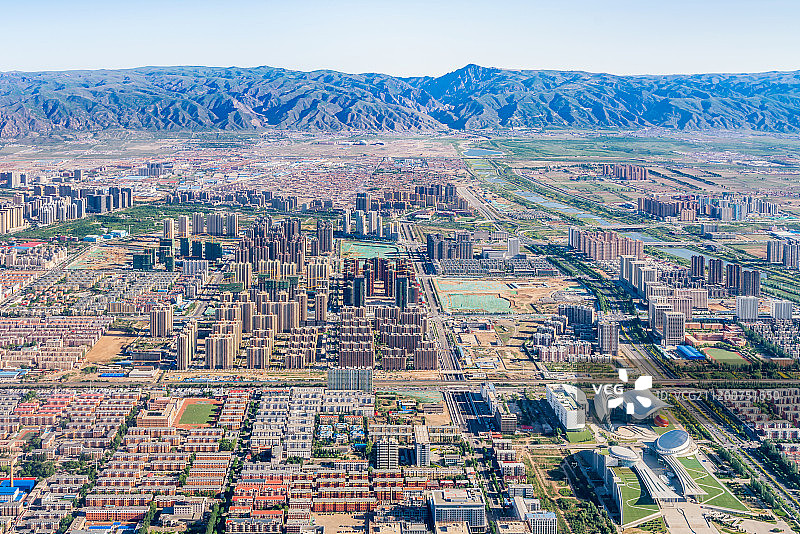 中国内蒙古呼和浩特市内蒙古博物院高空航拍图片素材