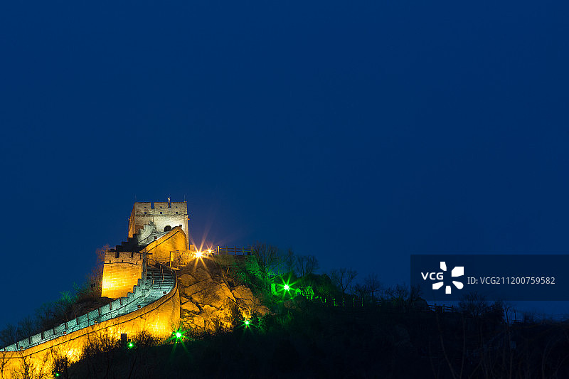 北京八达岭长城夜景图片素材