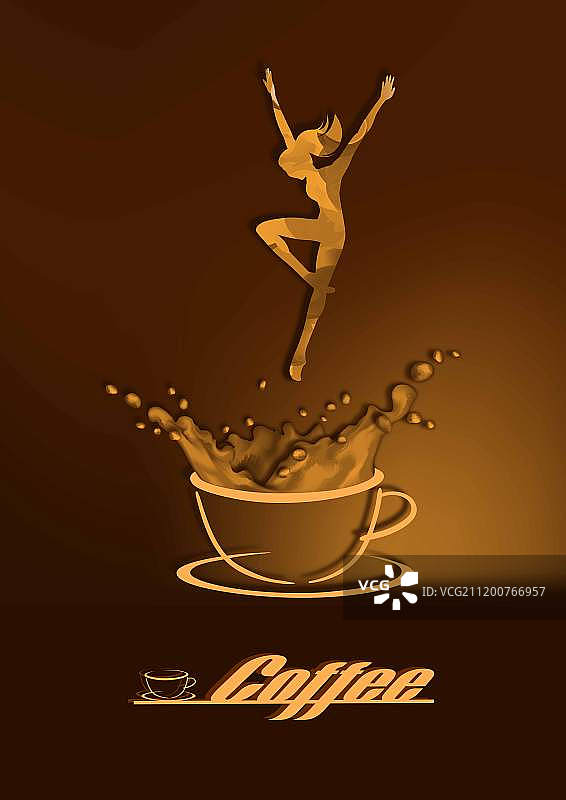 咖啡飞溅跳跃人体剪影矢量图图片素材