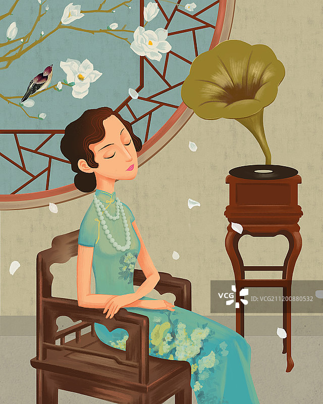 旗袍古典美人图片素材