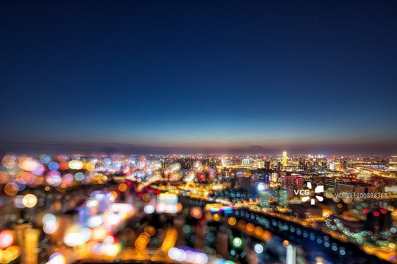 郑州城市天际线夜景高视角全景图图片素材