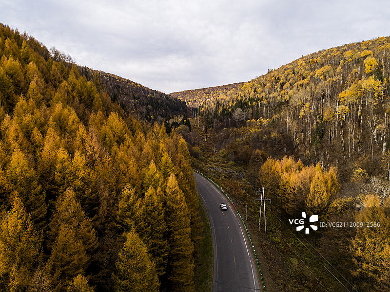航拍长白山秋季风光图片素材