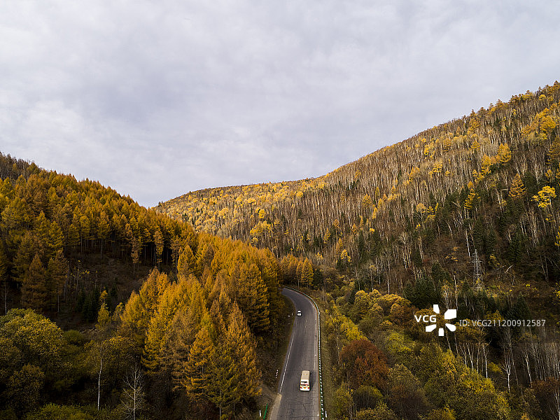 航拍长白山秋季风光图片素材