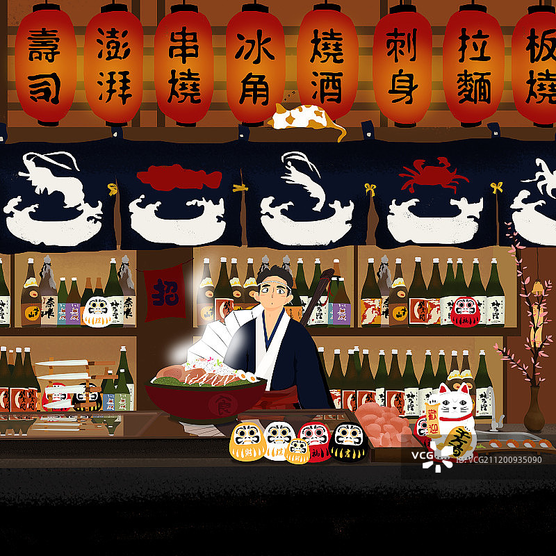 日料武士大厨师图图片素材