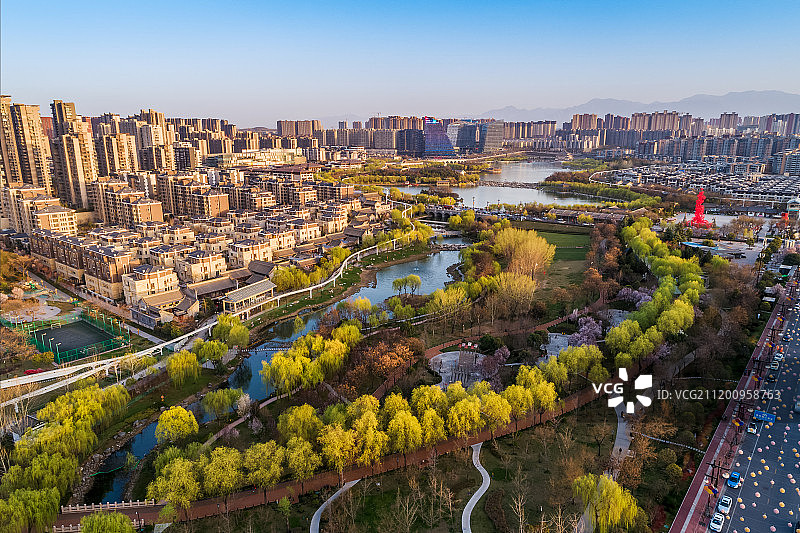 航拍西安曲江池图片素材