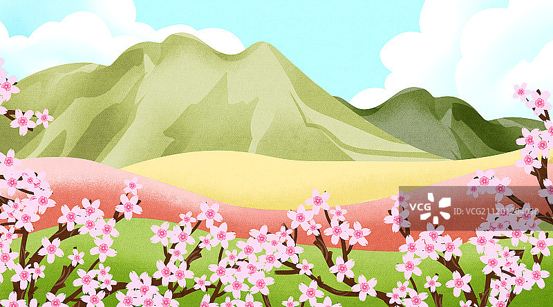 小清新春季郊区风光背景图片素材