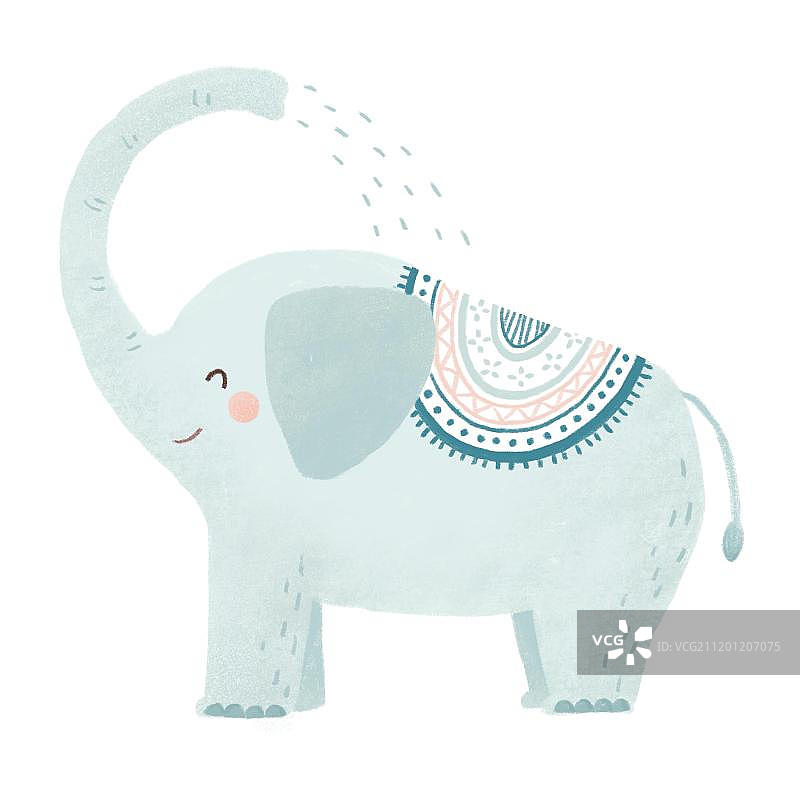 洗澡的蓝色小象图片素材