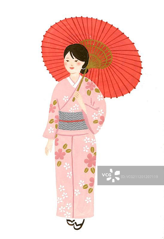 穿和服打伞的女孩图片素材