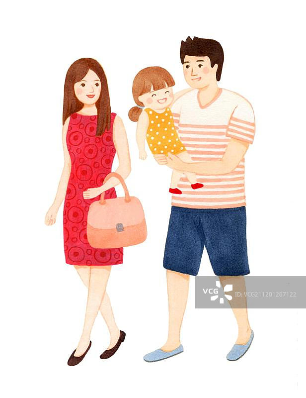 散步逛街的一家人图片素材