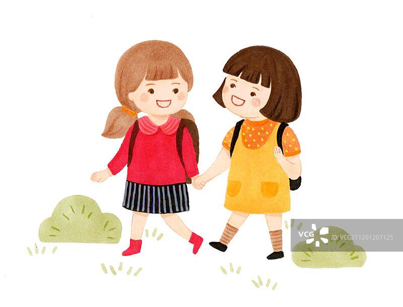 手拉手的两个小朋友图片素材
