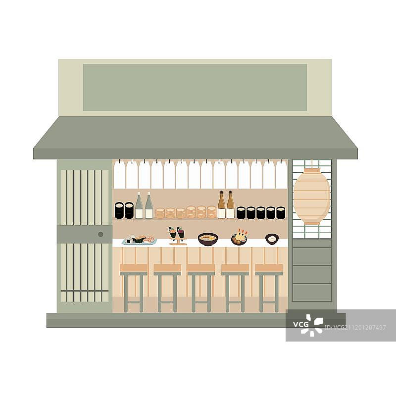 扁平风日本街头居酒屋图片素材