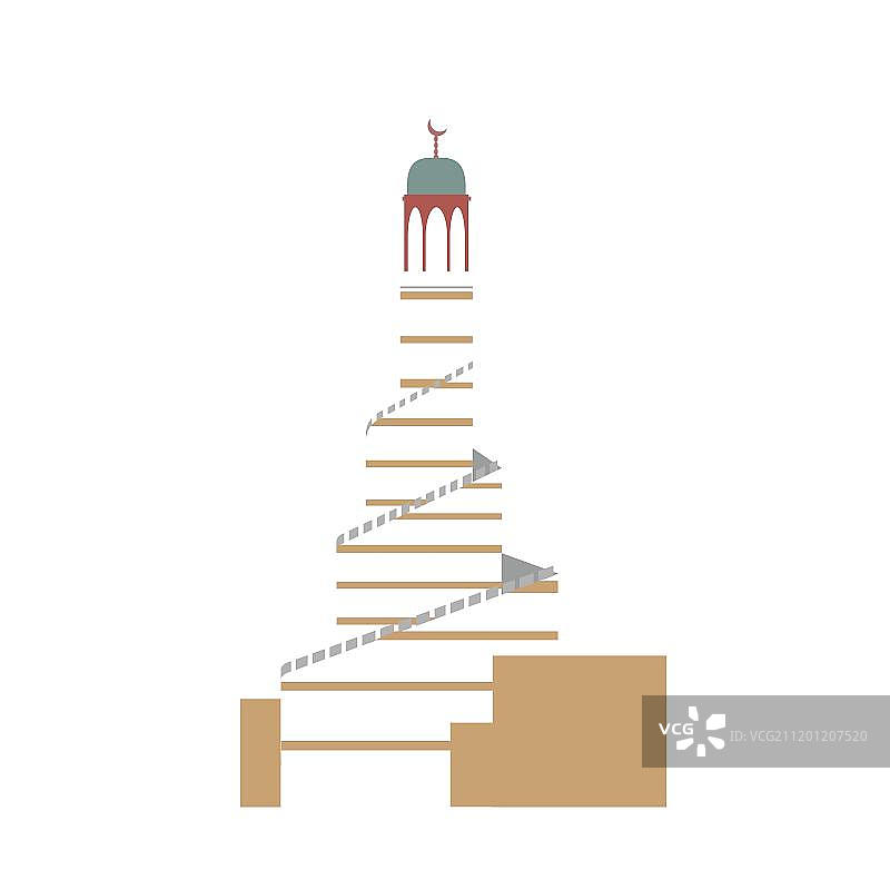 扁平风手绘卡塔尔建筑图片素材