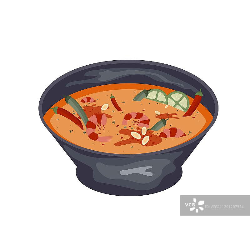 扁平风泰国冬阴功汤图片素材