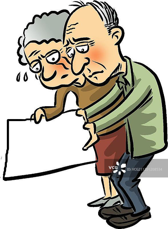 读信的老年夫妇图片素材